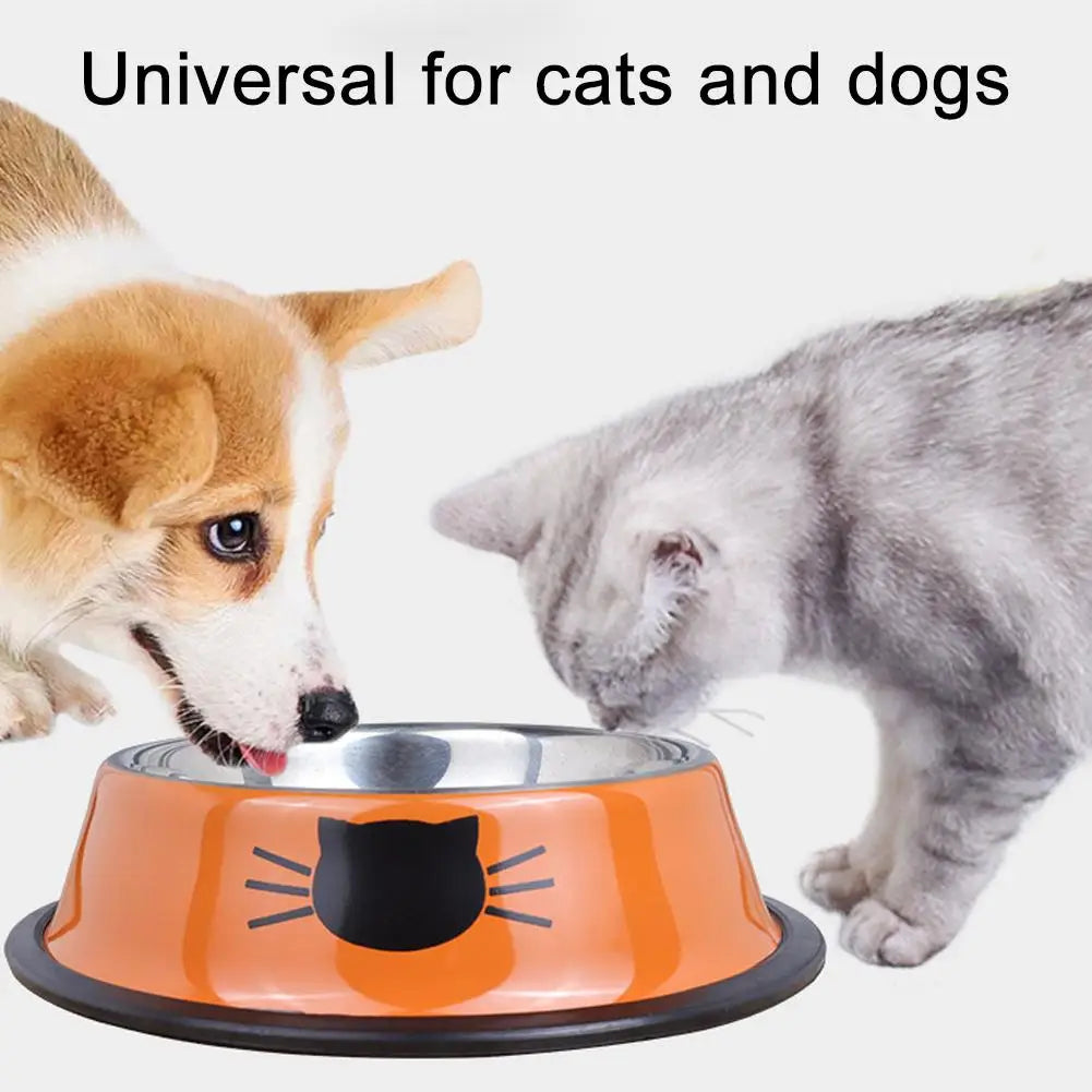 Cat Food Bowl Stainless Steel Kitten Cat Feeder Water Bowl With Non-Slip Rubber Base Small Pet Bowl Cat Accessories Pet Supplies