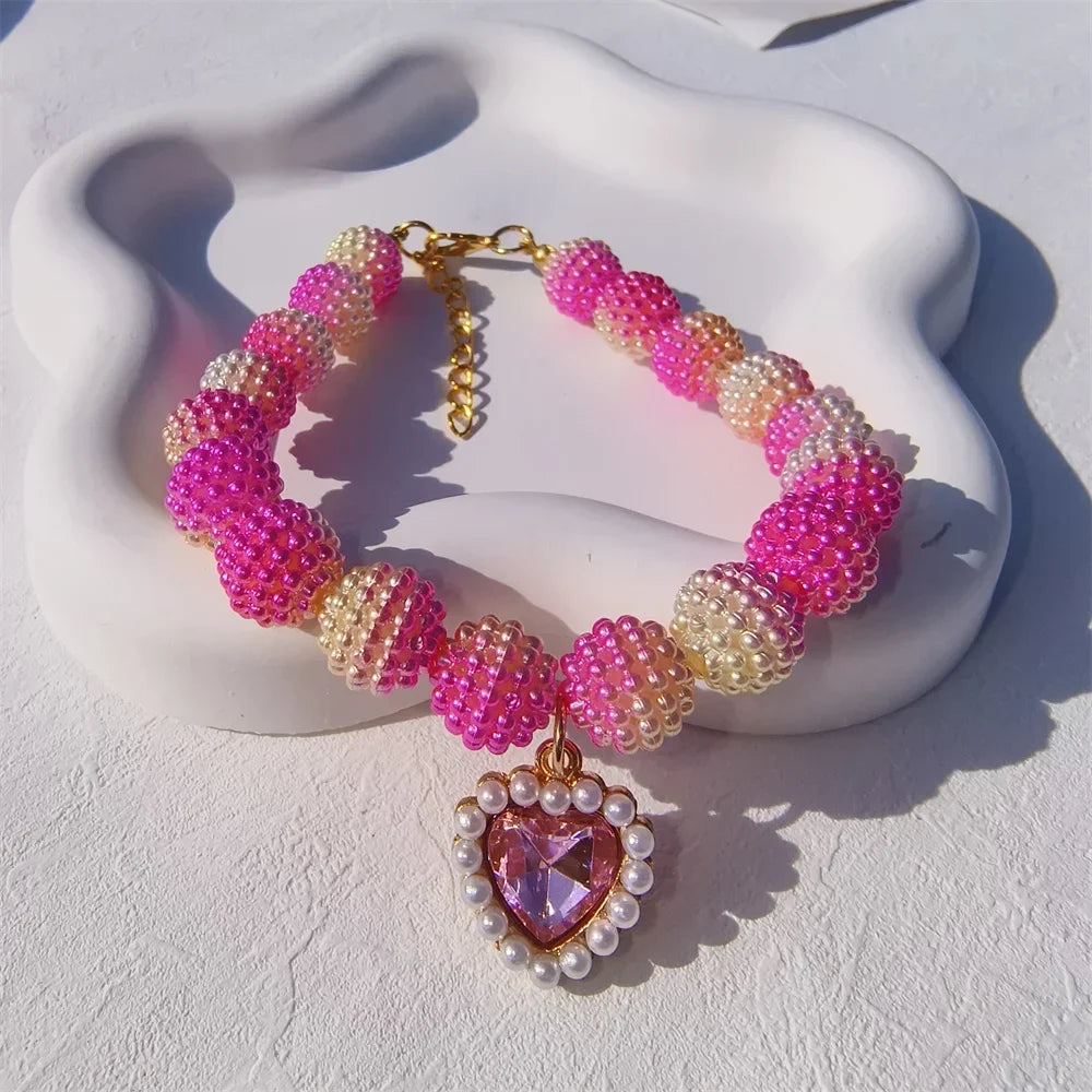 Fashion Pearl Yangmei Ball Beads DIY Pet Jewelry Making Necklace for Cat Dog Neck Decoration Pet Supplies Dog Accessories