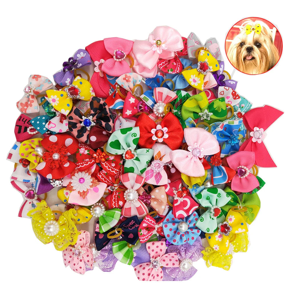 10/20pcs Dog Grooming Hair Bow Christmas Dog Headwear Mixed Color Small Dog Accessories  Dog Accessories Christmas Accessories