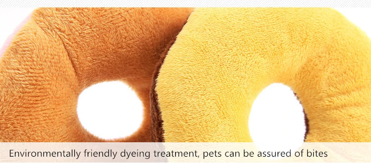 Soft Dog Donuts Plush Pet Dog Toys For Dogs Chew Toy Cute Puppy Squeaker Sound Toys Funny Puppy Small Medium Dog Interactive Toy