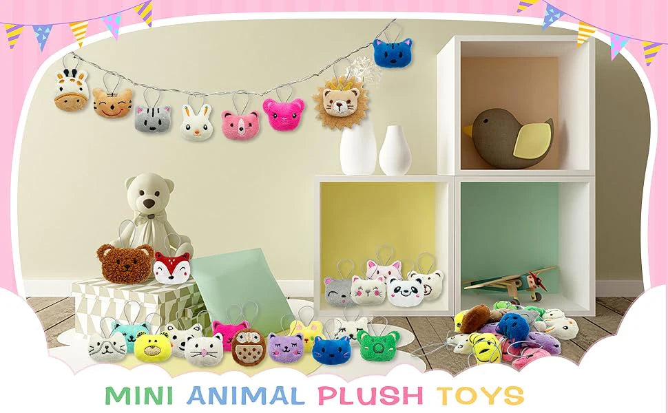 24-100Pcs Mini Animal Plush Toys Set Cute Small Animal Stuffed Toy Keychain for Party Favors for Goody Bag Easter Egg Stuffers