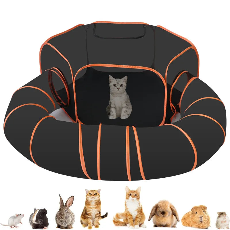Cat Tunnel Portable Foldable Set Pet Rabbit Guinea Pig Tent Maze Channel Toy Dog Fence Pet Cage Large Space Multiple Gameplay