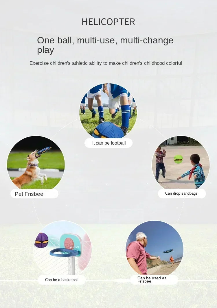 Dog Toys Outdoor Fun Toys Boy Girls Flying Saucer Ball Magic Deformation UFO with NO Led Light Flying Toys Decompression Gift