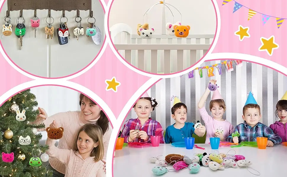 24-100Pcs Mini Animal Plush Toys Set Cute Small Animal Stuffed Toy Keychain for Party Favors for Goody Bag Easter Egg Stuffers