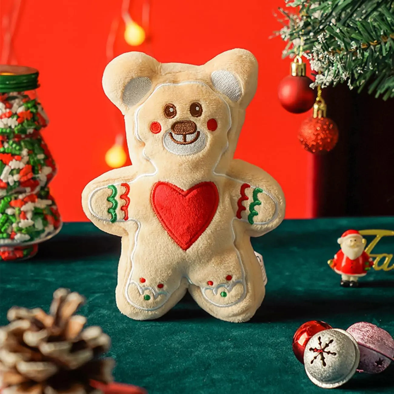 Squeaky Dog Toys for Puppy Small Medium Dogs Cute Dog Chew Toys Pack for Puppies Teething for Dog and Cat Chritmas Gingerbread