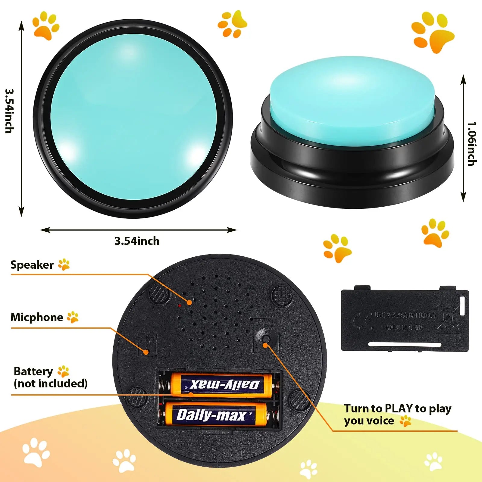 4/8/11PCS Dog Squeak Toys Voice Recording Button Dog Buttons For Communication Dog Toys Buzzer 30 Second Funny Dog Accessories