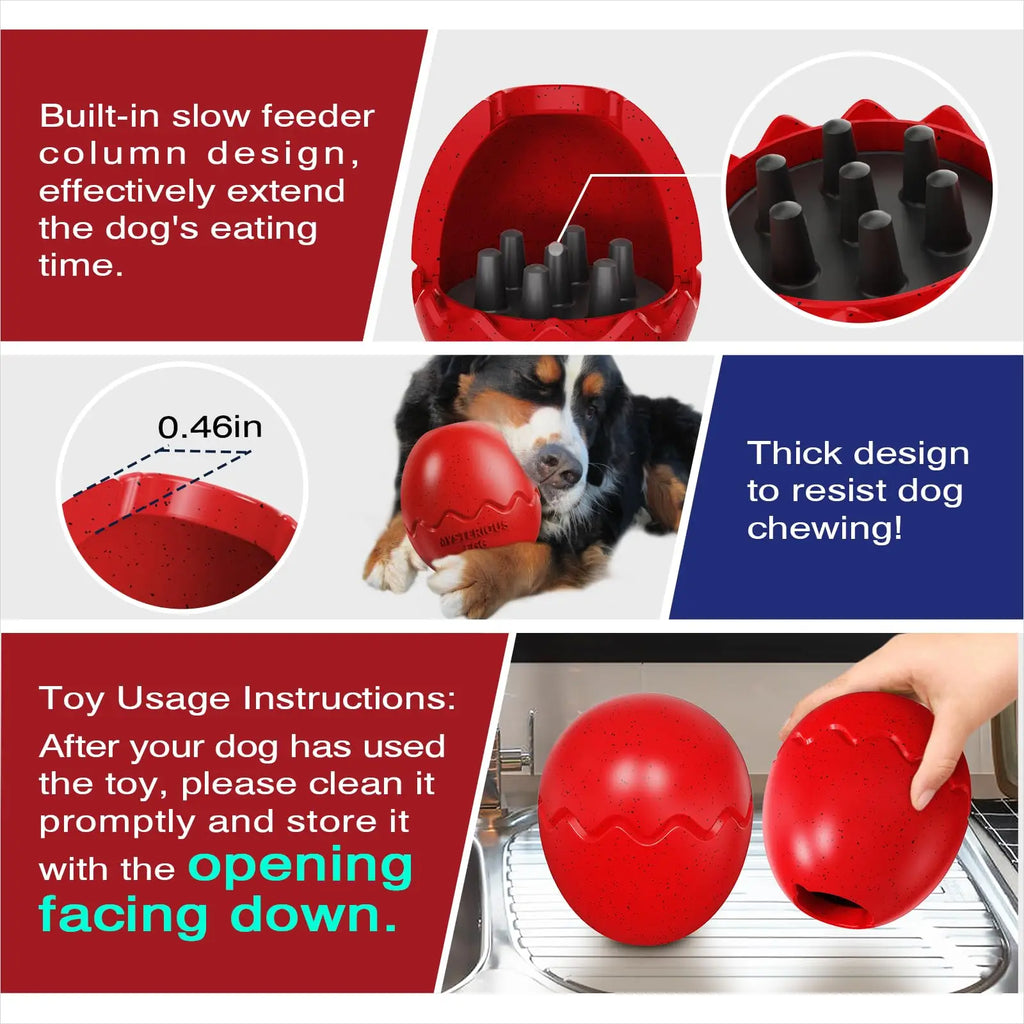 Dog Chew Toys Larger Dinosaur Egg Shape Pet Toys Slow Feeder Clean Teeth Interactive Food Cups Release Anxiety Dog Accessories