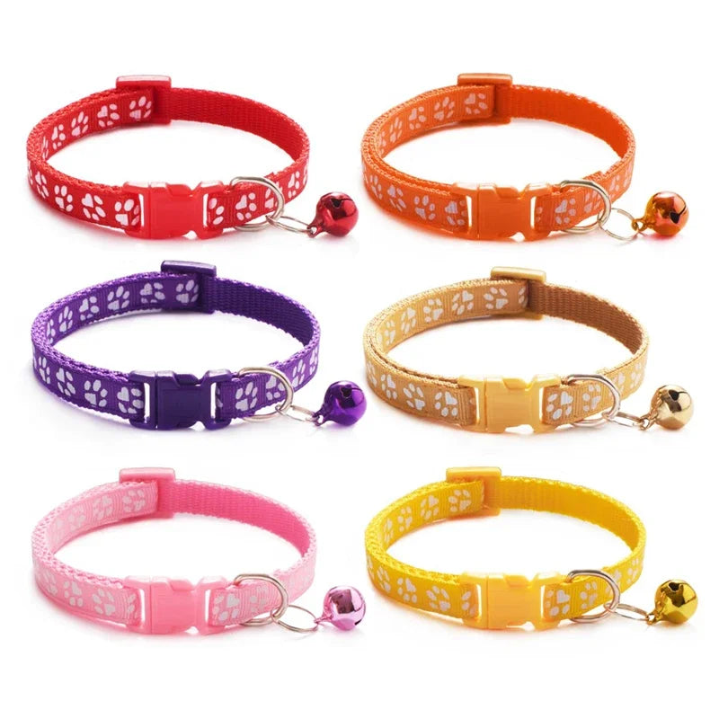 1/3/6/12/18Pcs Pet Collar With Bell Footprints Colorful Dog, Dog, Cat Accessories Cat Collar Adjustable Bell Ring Necklace Pet