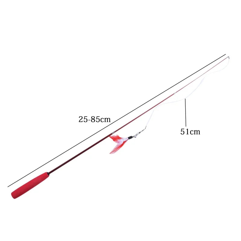 Pet Cat Toys Super Long Three Section Telescopic Rod Cat Teaser Stick Feather Replacement Head Cat Teaser Supplies New