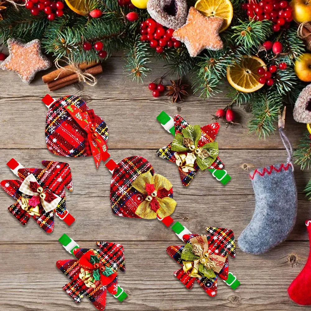 30PCS Dog Bow Tie With Bell For Christmas Small Dog Cat Bowties Neckties Dogs Grooming Christmas Dog Accessories For Small Dogs