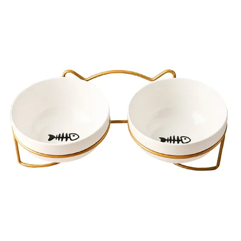 Ceramic Bowl Kitten Puppy Ceramic Bowl 500ML Pet Water Feeder Cat Food Feeding Dish Dispenser with Raised Stand Cat Accessories