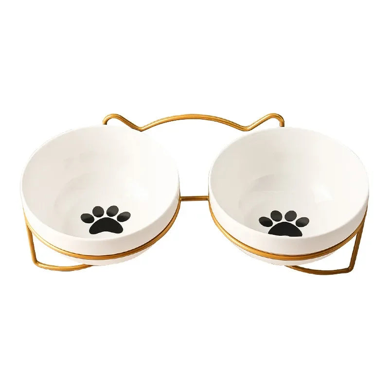 Ceramic Bowl Kitten Puppy Ceramic Bowl 500ML Pet Water Feeder Cat Food Feeding Dish Dispenser with Raised Stand Cat Accessories