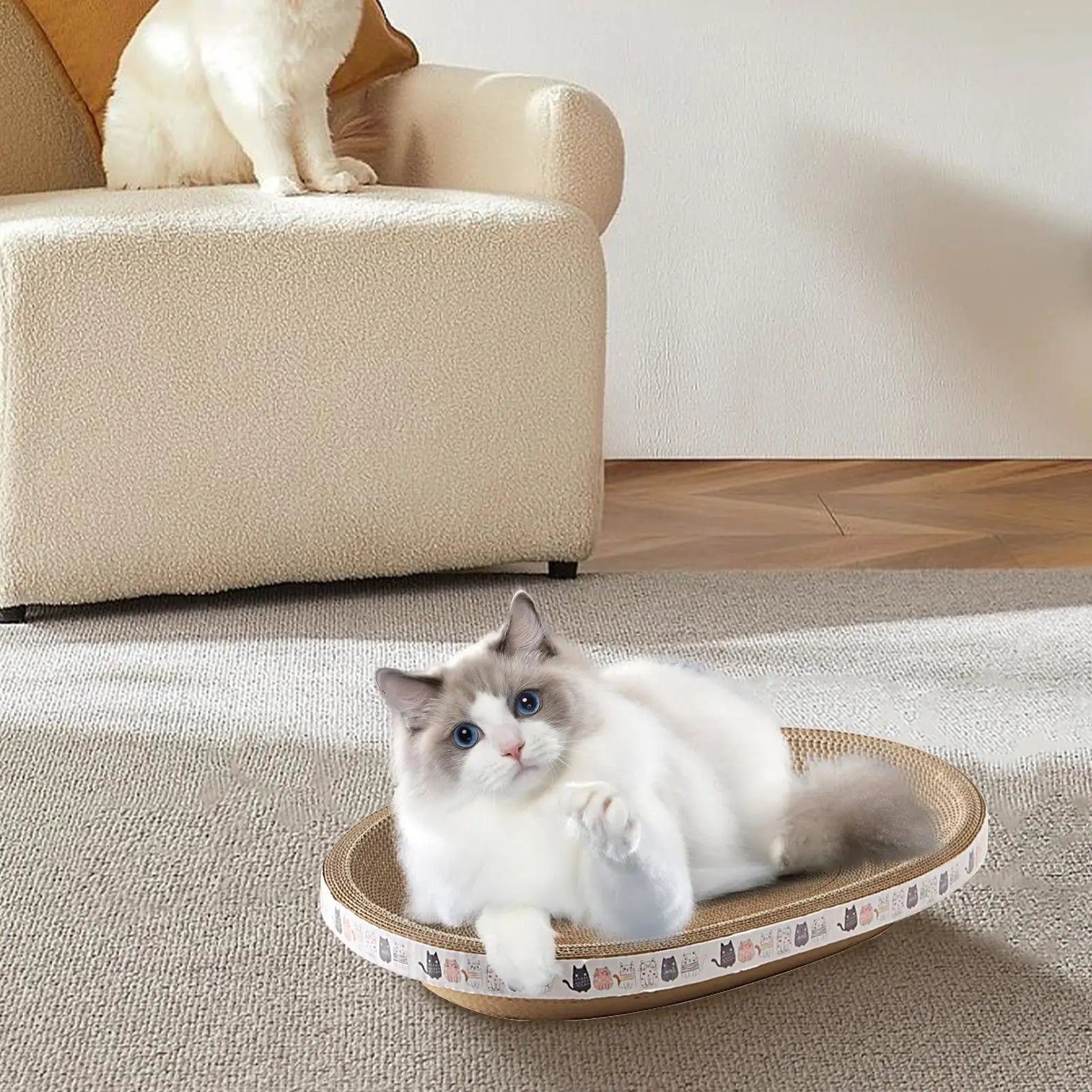 Cat Scratching Board Protect Furniture Grinding Claw Toys Oval Corrugated Paper Wear-resistant Cat Nest Cat Accessories