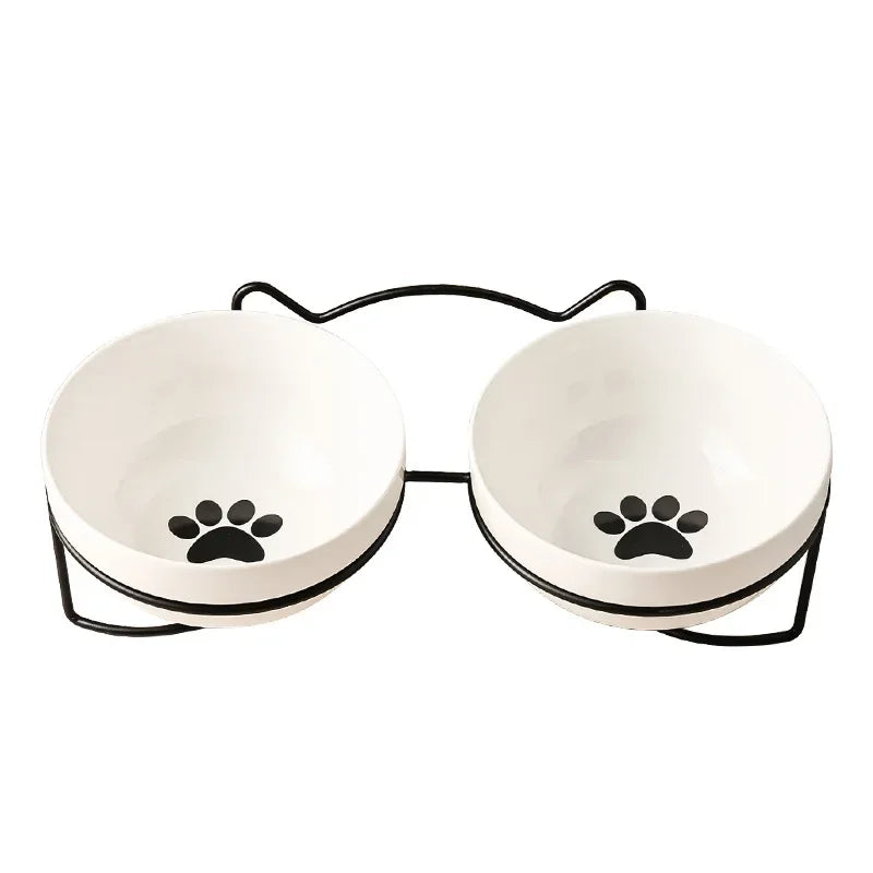 Ceramic Bowl Kitten Puppy Ceramic Bowl 500ML Pet Water Feeder Cat Food Feeding Dish Dispenser with Raised Stand Cat Accessories