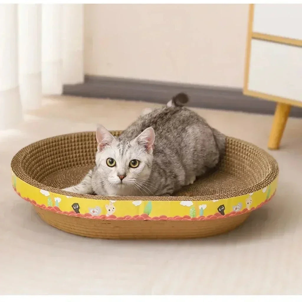 Fun Cat Scratching Board Protect Furniture Grinding Claw Toys Oval Corrugated Paper Wear-resistant Cat Nest Cat Accessories