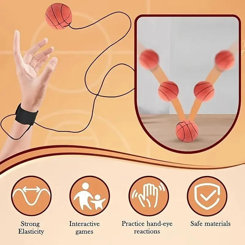 Sports Ball Wristband Set Basketball, Baseball Football on Elastic String - Perfect for Boys Outdoor Play Pet Dog Toys