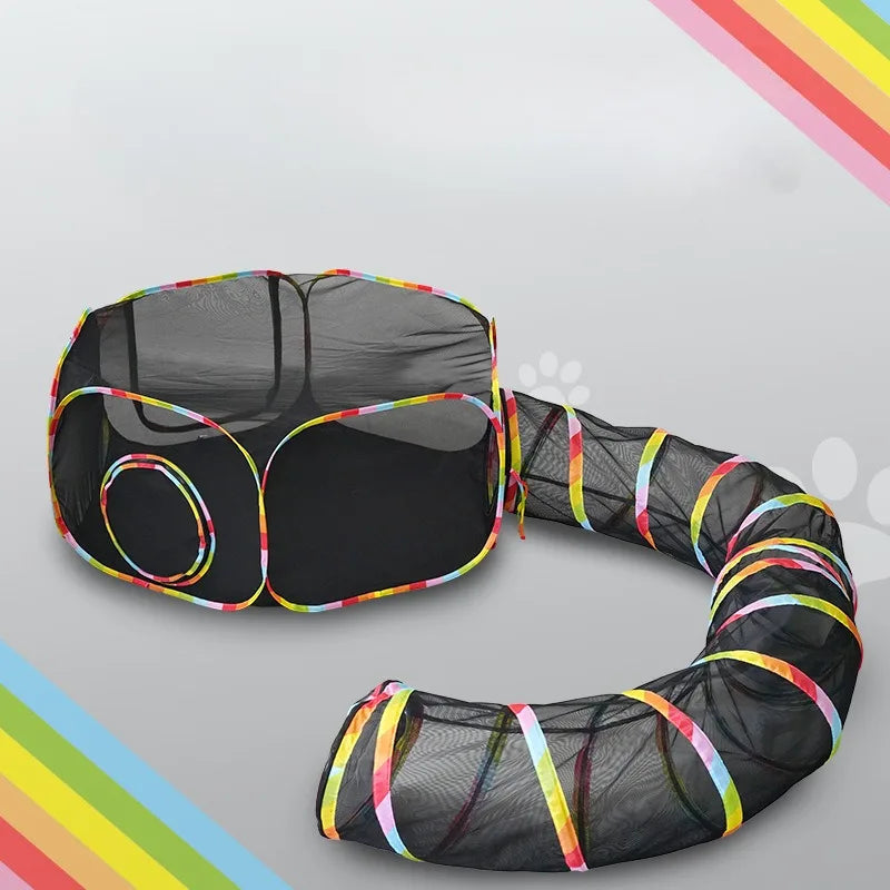Cat Tunnel Portable Foldable Set Pet Rabbit Guinea Pig Tent Maze Channel Toy Dog Fence Pet Cage Large Space Multiple Gameplay