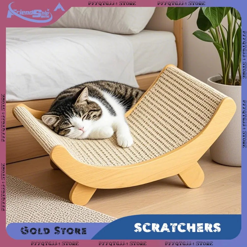 Wooden Cat Scratching Board Scratching Recliner Scratch-resistant Post Cat Toys Wear-resistant  Pet Supplies with Sisal Surface