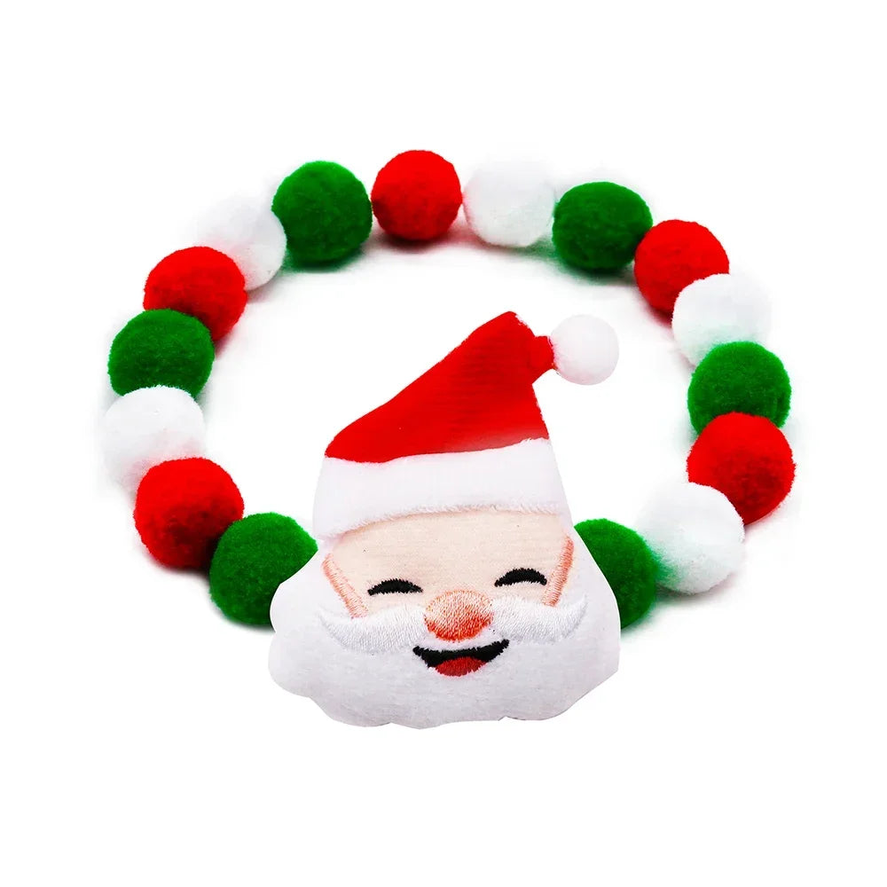 1PC Christmas Decorate Pet Bowtie Dog Deer Hair Ball Pet Puppy Adjustable Snowman Necktie Collar for Small Large Dog Accessories