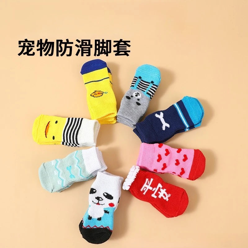 Cute Puppy Dog Knit Socks Autumn Winter Pet Socks Anti-Slip Knitted Small Dogs Shoes Warm Paw Protector Dog Accessories