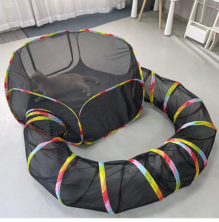 Cat Tunnel Portable Foldable Set Pet Rabbit Guinea Pig Tent Maze Channel Toy Dog Fence Pet Cage Large Space Multiple Gameplay