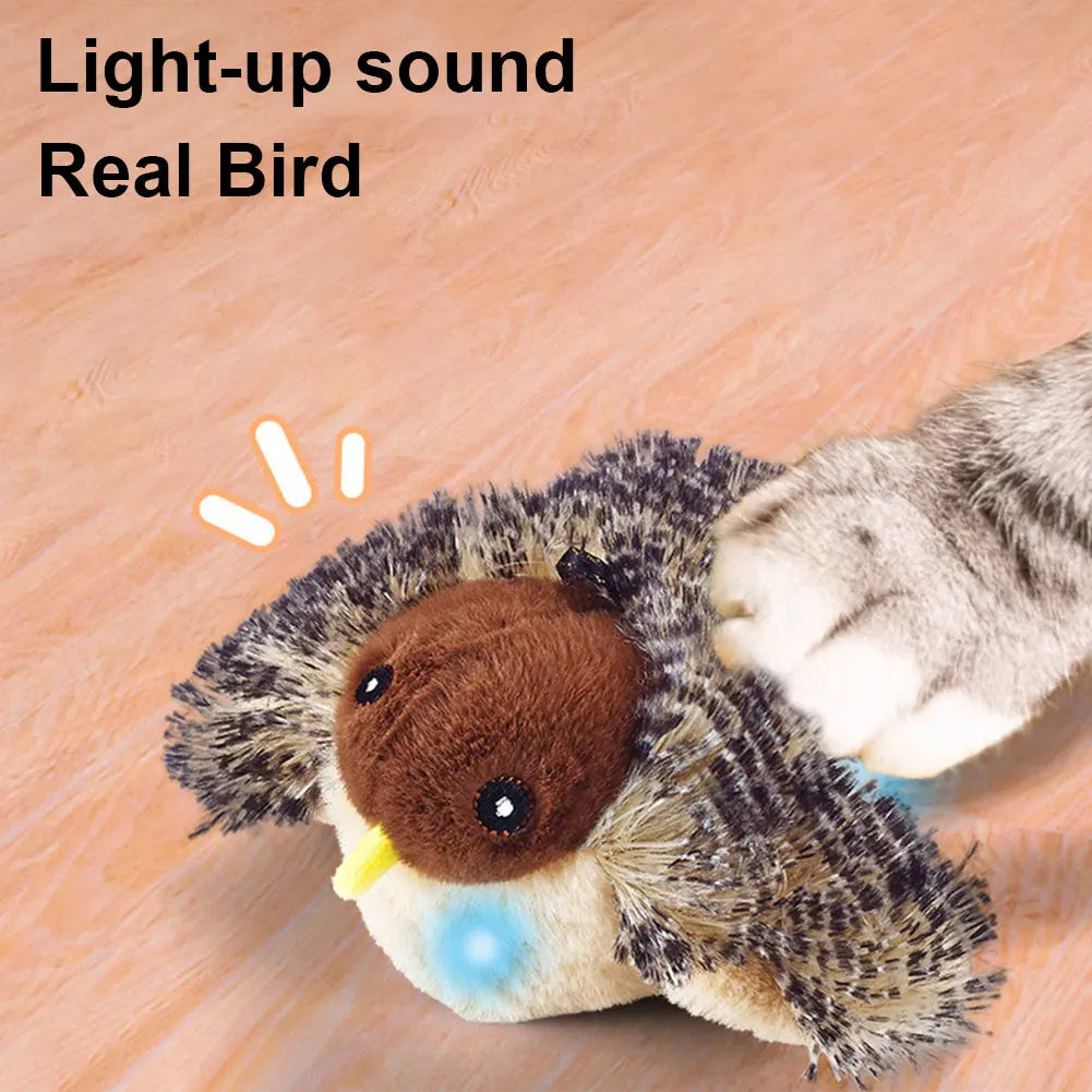 Interactive Cat Toys Flapping Bird Cat Toy Flying Wings Sparrow Catnip Toys Vivid Chirping Simulation Bird Interactive Cat Toy