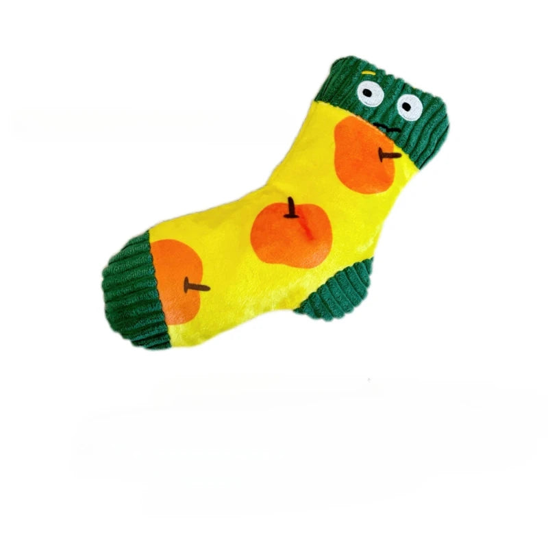 1pc, Plush Sock Dog Toys with Squeaker Dispenser - Chew Toys for All Breeds, Interactive Pet Chew Toys for Small & Medium Dogs.