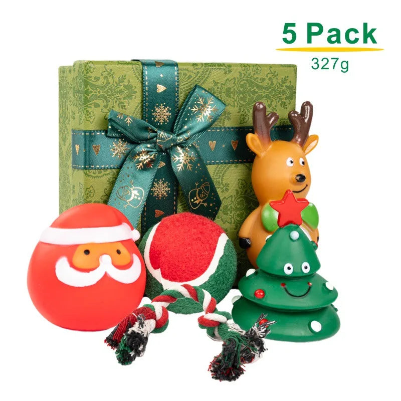 Christmas Pet Dog Toys Sound Elk Dog Bite Resistant Set Deer Crutches Bite Resistant Dog Christmas Gift Box Limited Edition