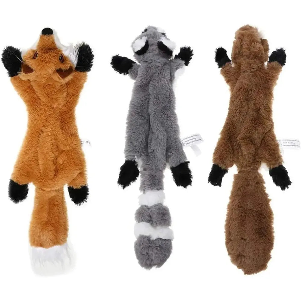 Plush Dog Toys Squirrel Raccoon Fox 18 Inch Stuffing Free Squeaky for Small  Medium Dogs No Stuffing with Squeakers Dog Chew Toy