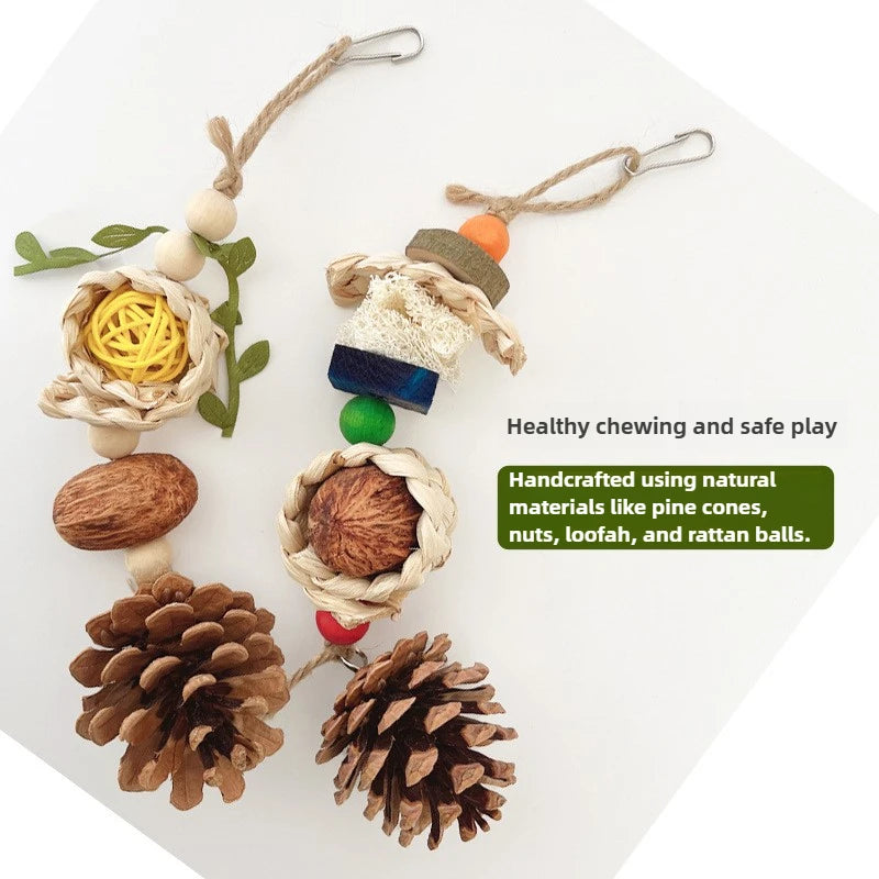 Bird Chewing Toy Funny Cotton Rope Pinecone Parrot Toys Bite Resistant Bird Tearing Toy Cockatiels Training Cage Toys For Pets
