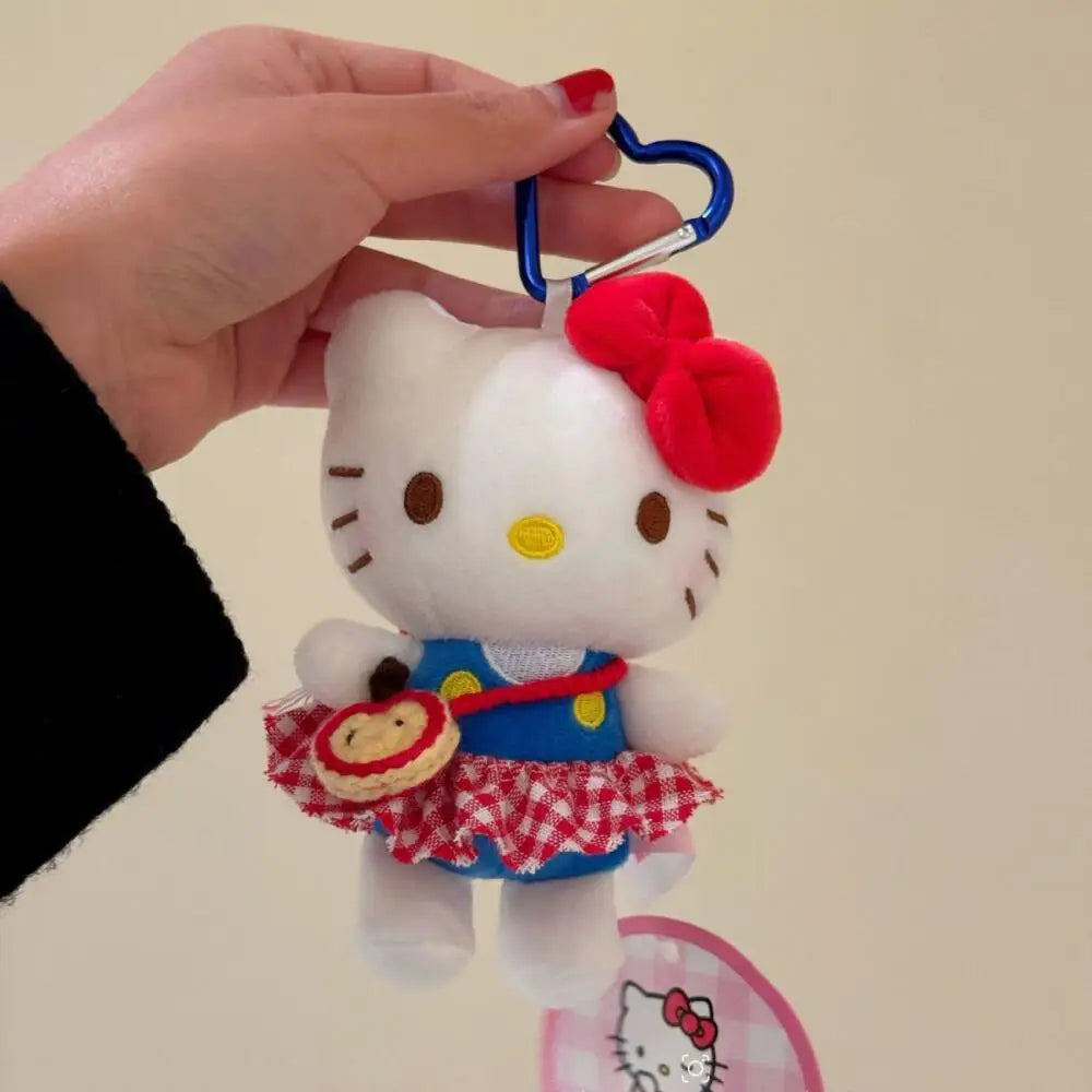 Sanrio Plaid Skirt Shoulder Bag Hello Kitty Pendant Keychain Bag Hanging Accessories KT Cat Accessories