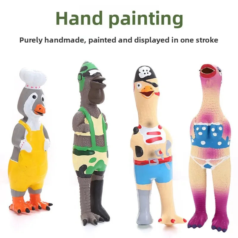 Squeaky Latex Chicken Dog Toys Funny Pirate Soldier Chef Bikini Shapes Loud Scream Chew Toy Pets Squeaky Latex Chicken Toy