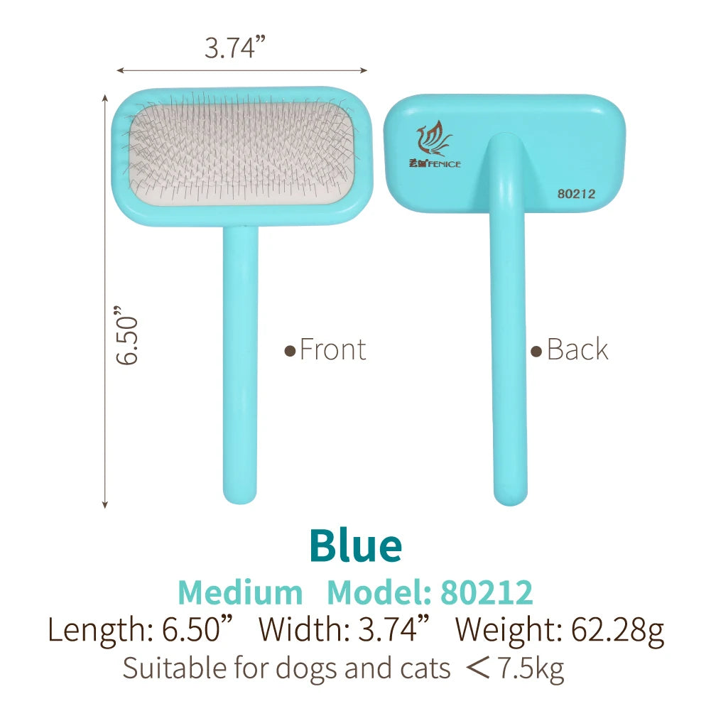 Fenice Pet Grooming Steel Shedding Long Comb Slicker Brush Removing floating hair Mats, Tangles and Loose Hair, dog accessories