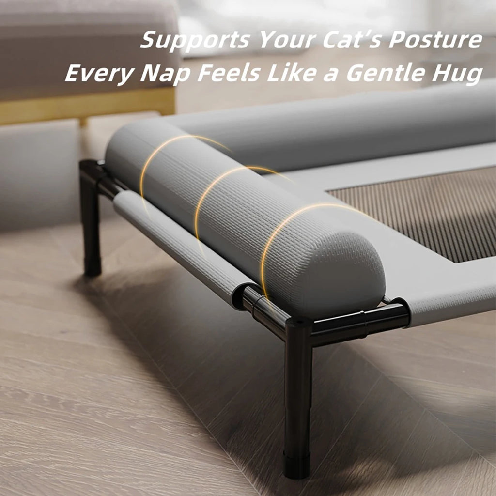 Portable Cooling Cat Bed with Slope Headrest Washable Pet Bed fit Medium Cats & Dogs Durable Breathable Camp Bed Cat Accessories