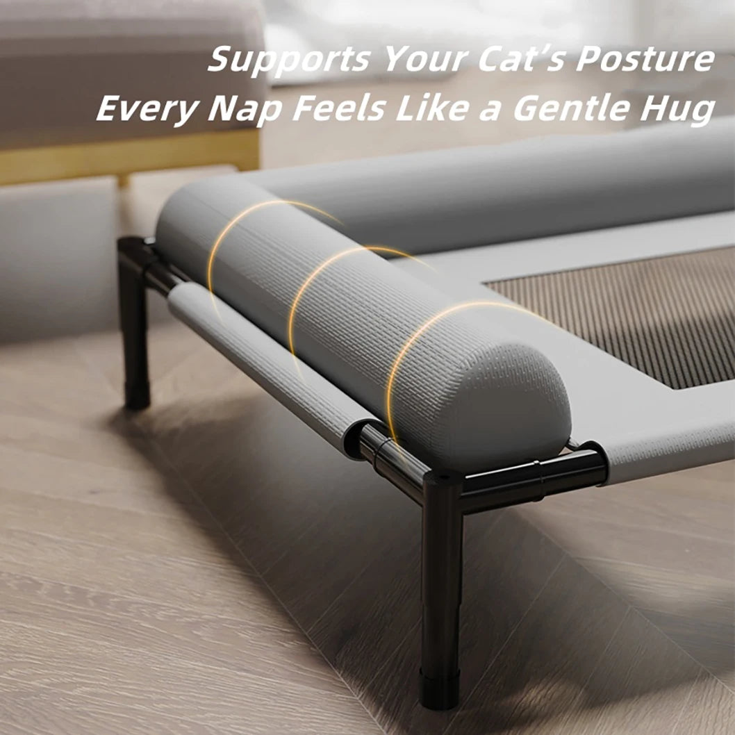 Portable Cooling Cat Bed with Slope Headrest Washable Pet Bed fit Medium Cats & Dogs Durable Breathable Camp Bed Cat Accessories