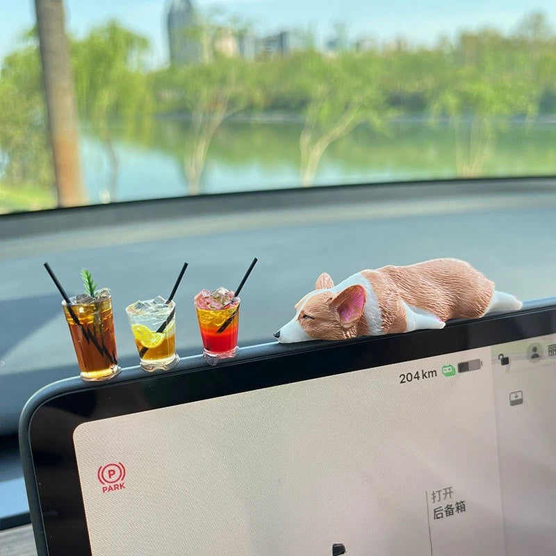 Car Dashboard Dog Toys Accessories Decorate Exquisite Mini Corgi Resin Doll Ornament Auto Interior Cute Puppy Gift Decorations