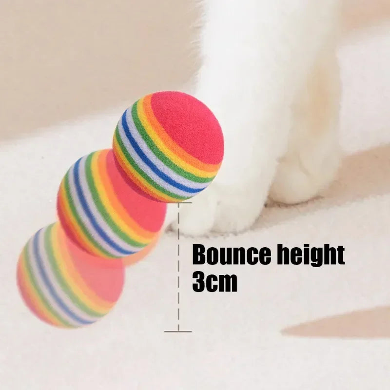 100/10PCS Pet Toy Balls Interactive Rainbow EVA Balls Cat Dog Training Toys Soft Automatic Jumping Balls Pet Playing Supplies