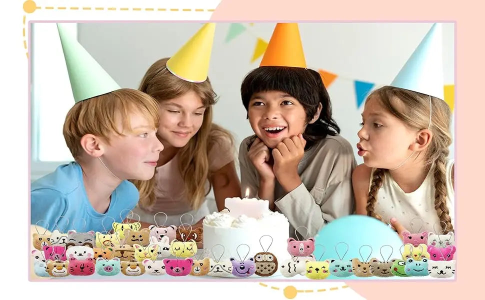 24-100Pcs Mini Animal Plush Toys Set Cute Small Animal Stuffed Toy Keychain for Party Favors for Goody Bag Easter Egg Stuffers