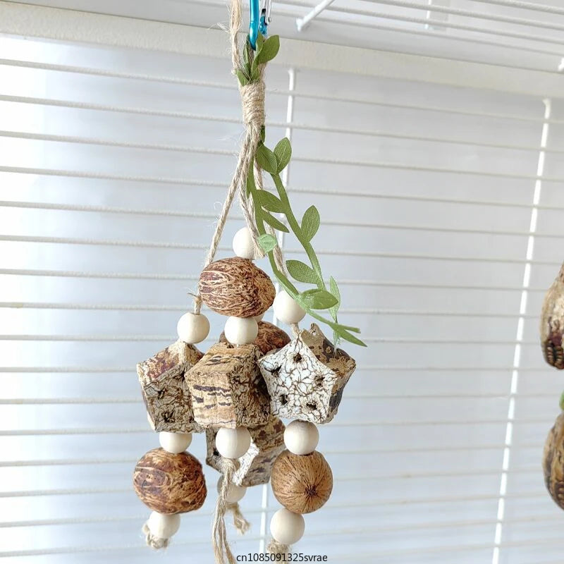 Bird Parrot Toys Birdcage Hanging Molar Toys Natural Wooden Blocks Parrot Chewing Toys Parrot Cage Colorful Hanging Decoration