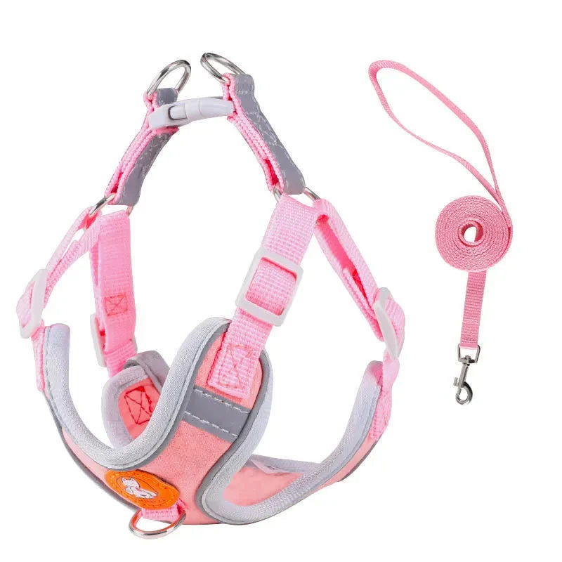 Dog Harness Leash Set Reflective Adjustable Dog Collar Dog Leash Small and Medium Dog Accessories Puppy Harness Pomeranian