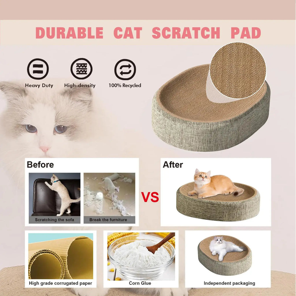 New 2in1 Cat Scratching Board Protect Furniture Grinding Claw Toys Oval Sisal Weaving Wear-resistant Cat Nest Cat Accessories