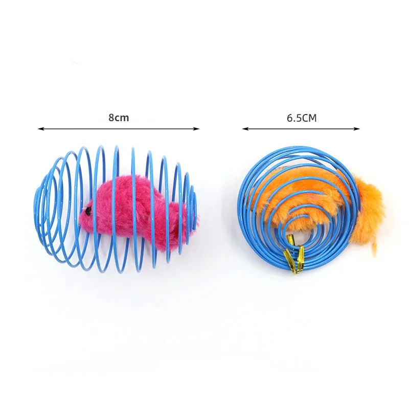 Cat Toy Balls Funny Stretchable Kitten Springs Toys Interactive Caged Rats Rolling Cat Balls Random Color Cat Accessories Pet
