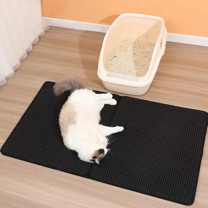 Waterproof Pet Cat Litter Mat Double Layer Pet Litter Box Mat for Cat Non-slip Toilet Pad Washable Bed Mat Cat Accessories