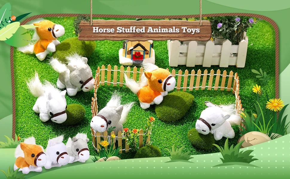 12-48Pcs Horse Stuffed Animal Bulk Toy Horses Plush Stuffed Animals Horses Toys Horse Party Favor Farm Birthday for Boy Girl Kid