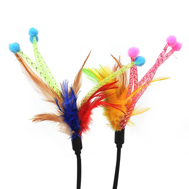 1/2pcs Funny Cat Stick Flower Bud Feather Sticks Cats Chaser Interactive Toys Fishing Rod Cat Toy Cat Accessories Pet Supplies