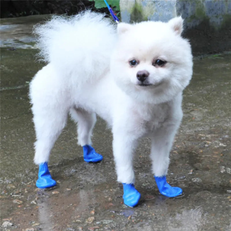 4Pcs/lot Waterproof Winter Dog Shoes For Chihuahua Balloon Type Rubber Rain Boots Portable Dog Accessories Outdoor Footwear Sock