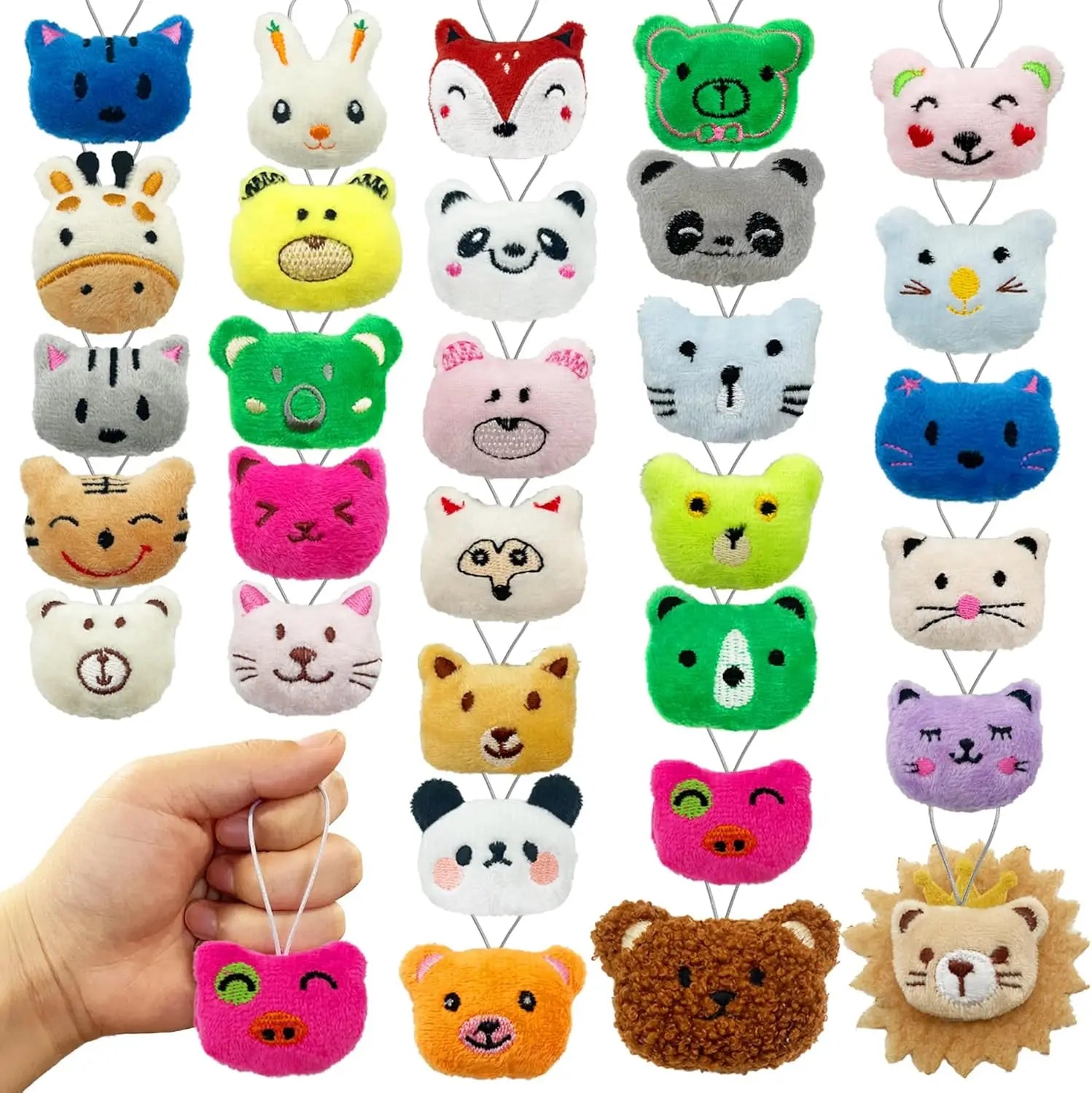 24-100Pcs Mini Animal Plush Toys Set Cute Small Animal Stuffed Toy Keychain for Party Favors for Goody Bag Easter Egg Stuffers