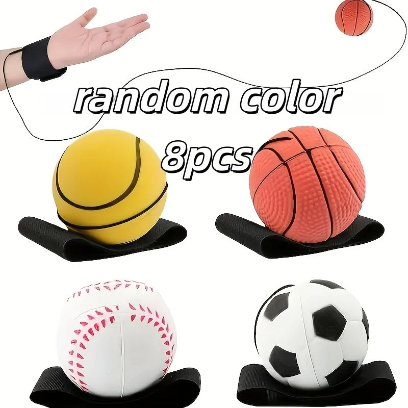 Sports Ball Wristband Set Basketball, Baseball Football on Elastic String - Perfect for Boys Outdoor Play Pet Dog Toys