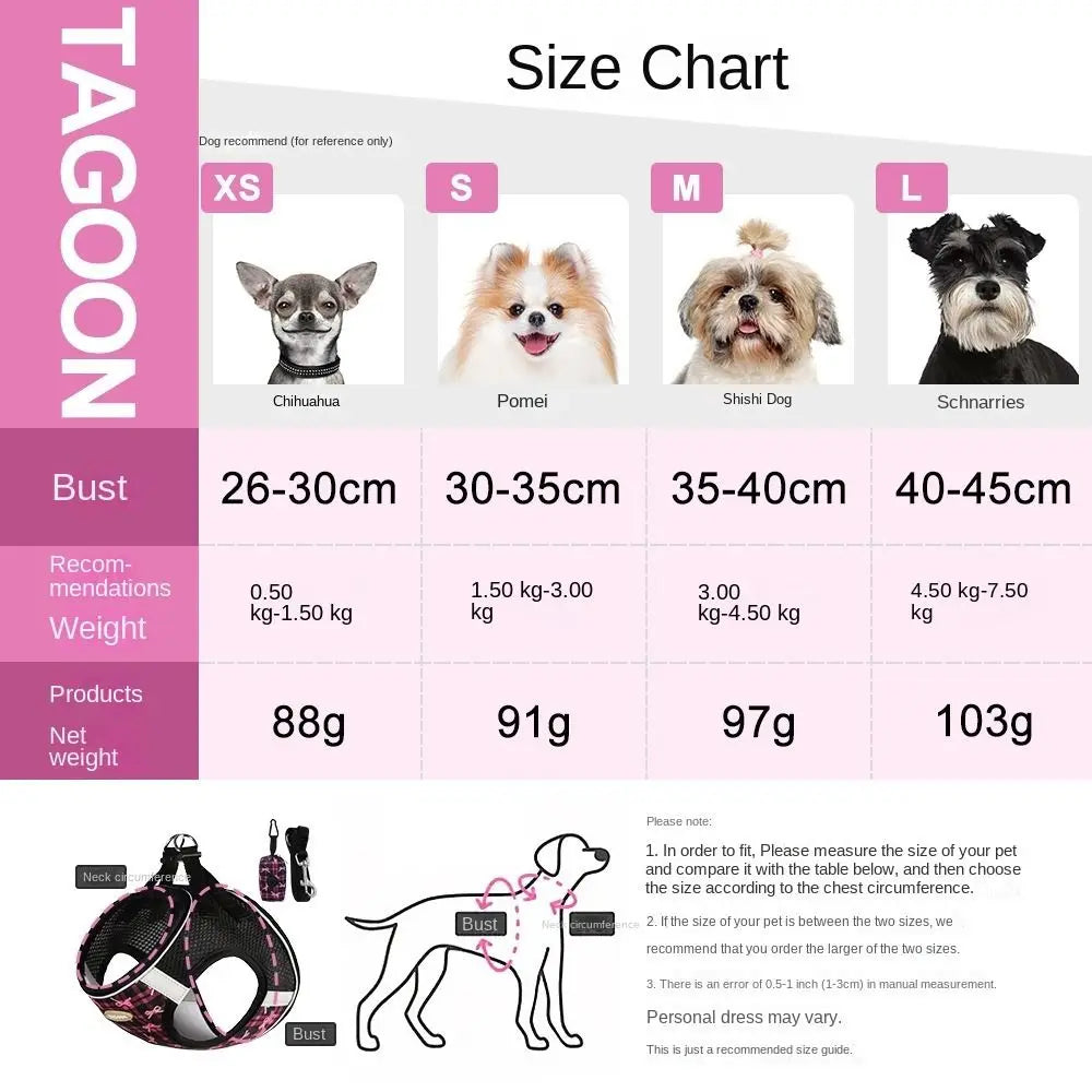 Cat Accessories Breathable Dog Harness Leash Adjustable Anti slip Cat Harnesses Vest Soft Bow Pet Chest Harness for Small Dogs