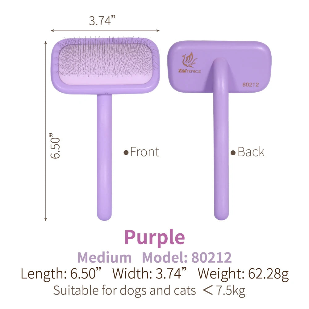 Fenice Pet Grooming Steel Shedding Long Comb Slicker Brush Removing floating hair Mats, Tangles and Loose Hair, dog accessories